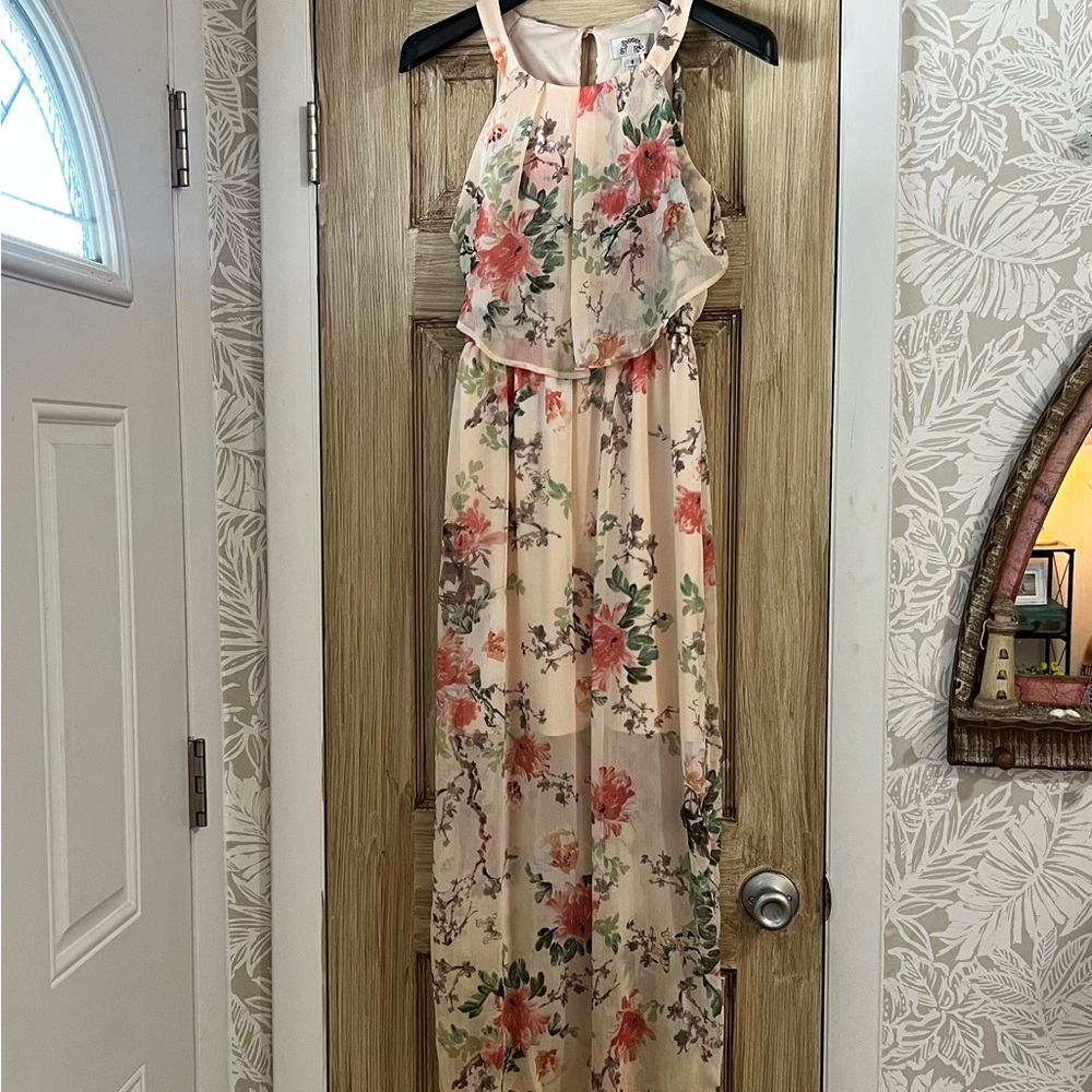 Sweet Storm Floral Dress with Pink and Green Accents